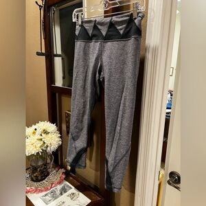 Lululemon Leggings Run Inspire Mesh Sz 4  Back Zipper Inseam Gray Ankle Cropped